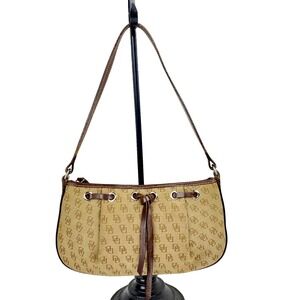 Dooney & Bourke Signature Canvas Handbag Satchel Shoulder Bag Purse Vtg Brown